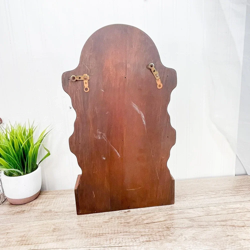Vintage Wood Spoon Rack - 12 Spoon Display with Pocket Shelf